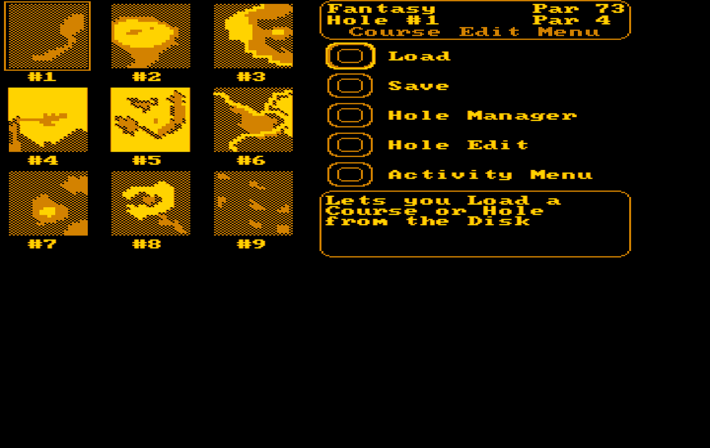 World Tour Golf IBM PC/Compatibles Screenshot: The course editor.
