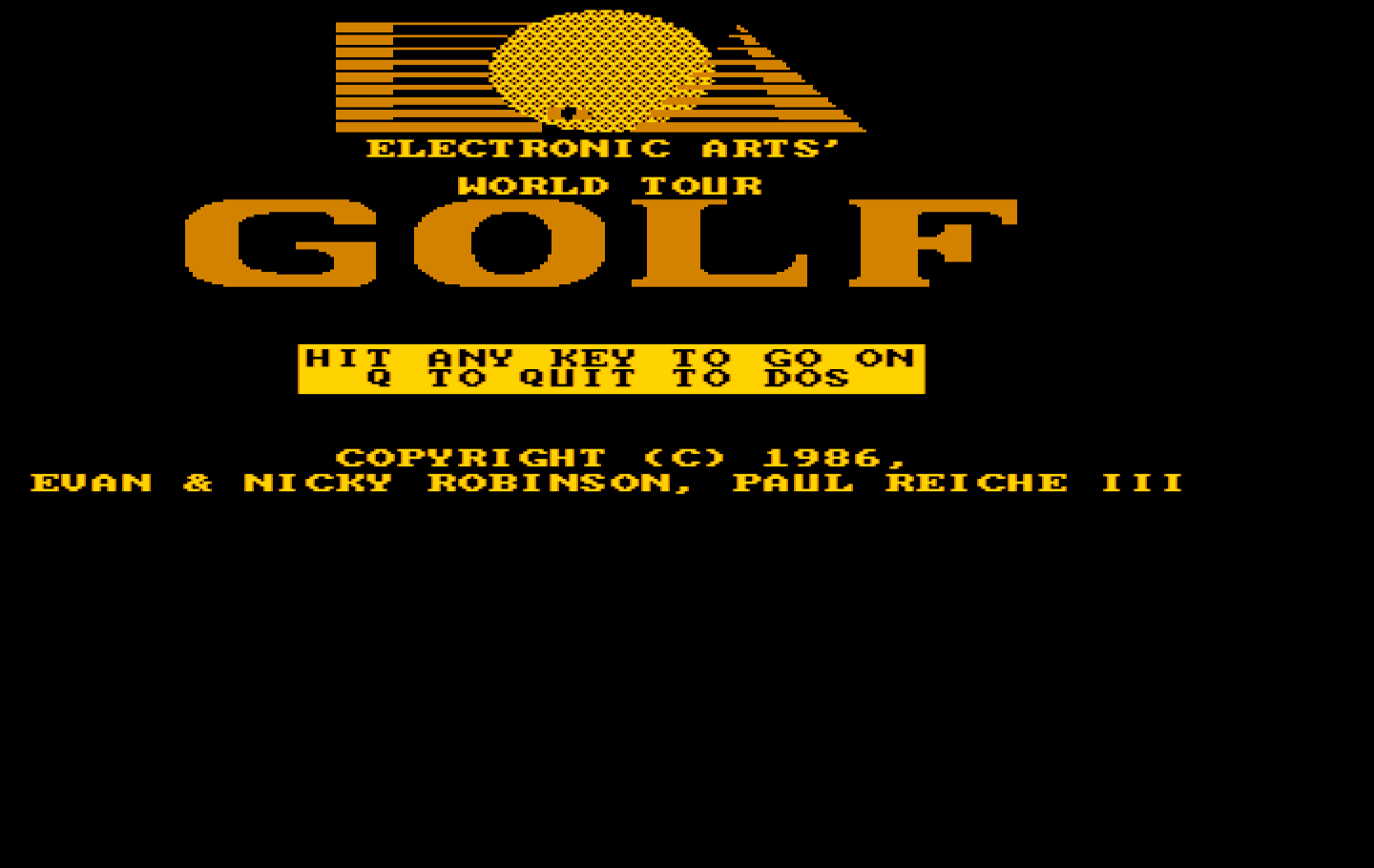 World Tour Golf IBM PC/Compatibles Screenshot: Title screen.