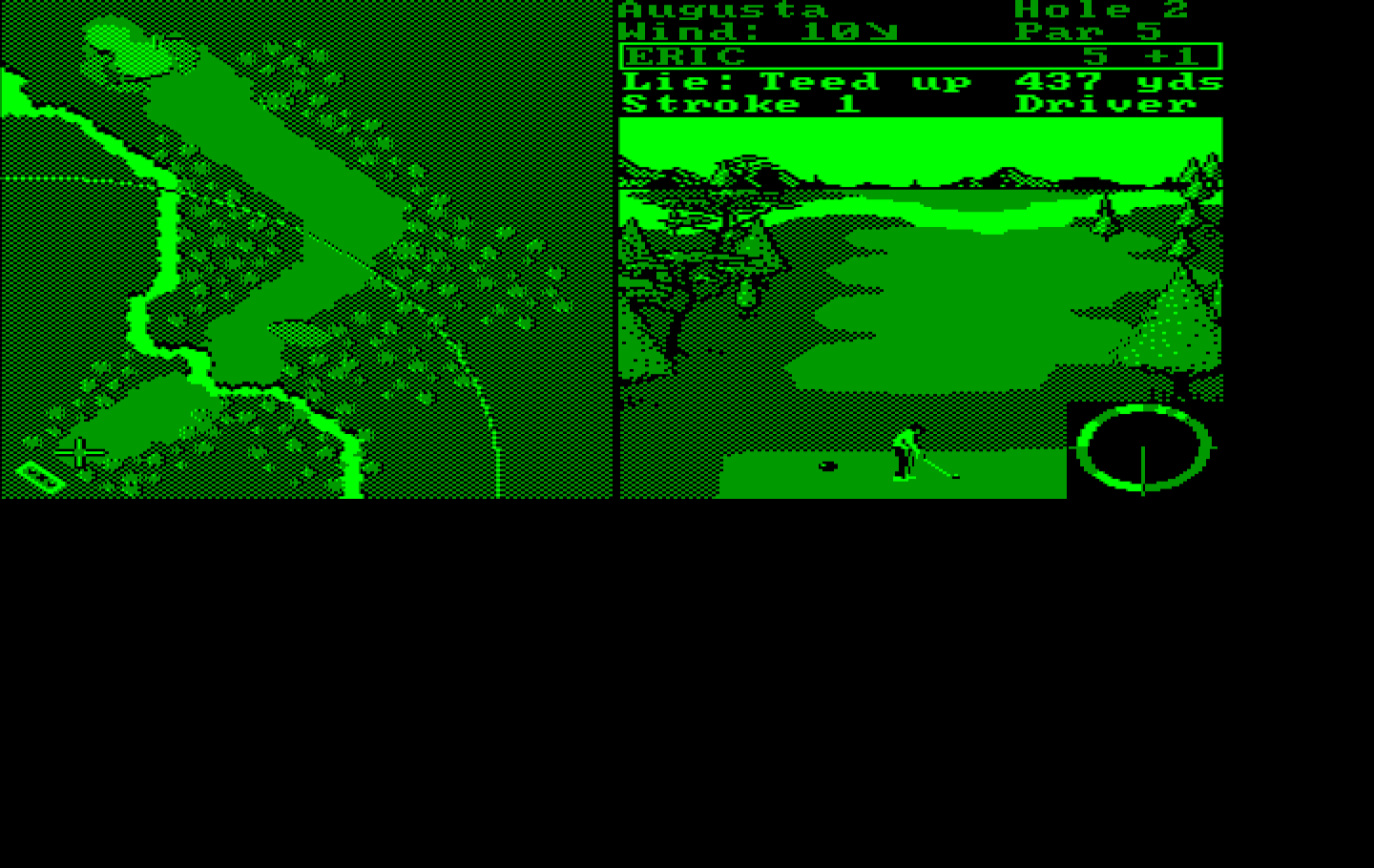 World Tour Golf IBM PC/Compatibles Screenshot: Be sure not to land in the water!