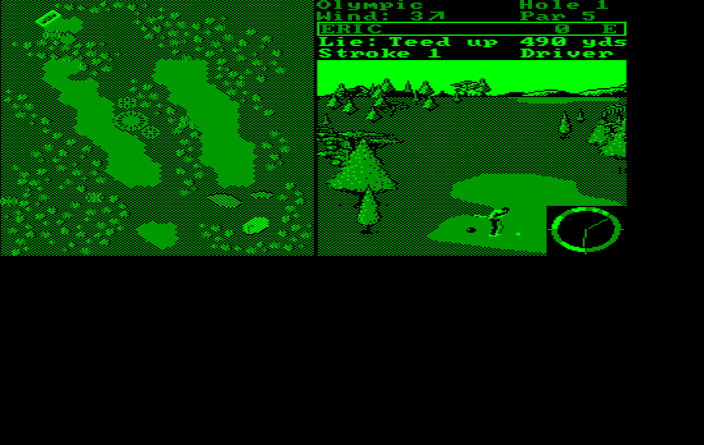 World Tour Golf IBM PC/Compatibles Screenshot: Hitting the ball...