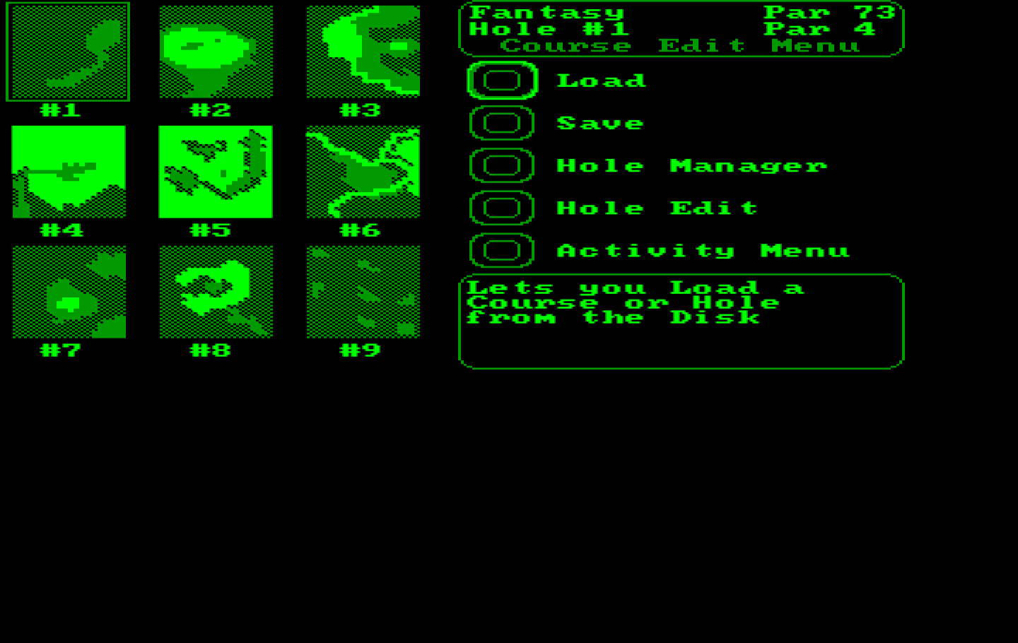 World Tour Golf IBM PC/Compatibles Screenshot: The course editor.
