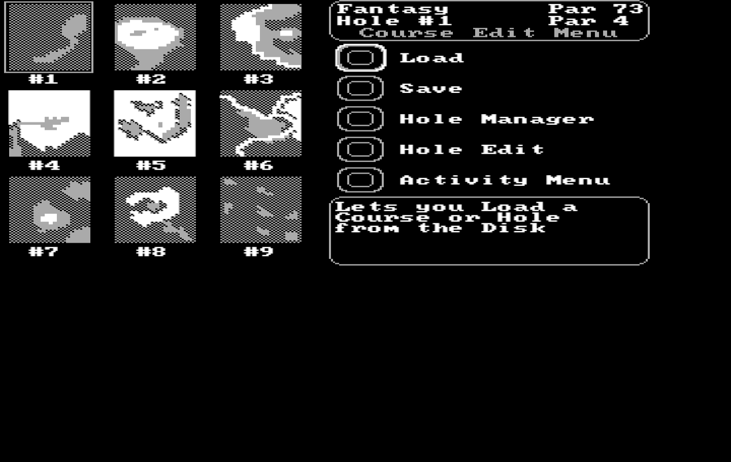 World Tour Golf IBM PC/Compatibles Screenshot: The course editor.