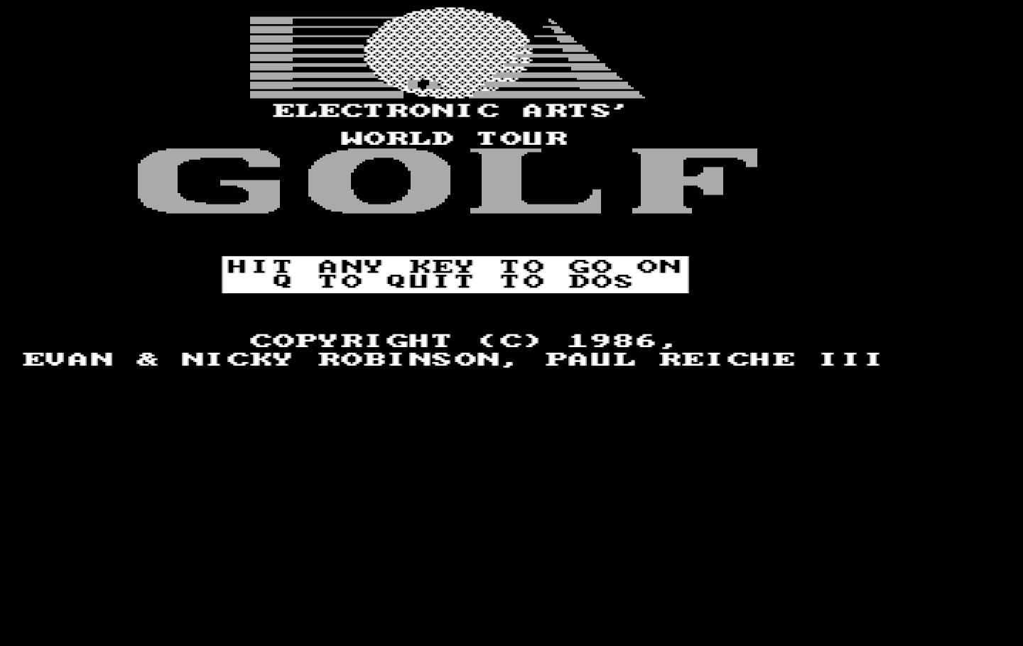 World Tour Golf IBM PC/Compatibles Screenshot: Title screen.