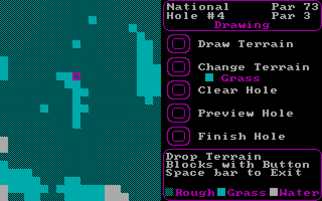 World Tour Golf IBM PC/Compatibles Screenshot: Course editor - drawing terrain.