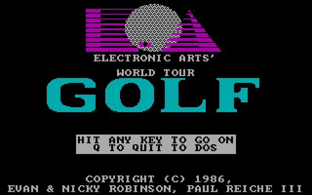 World Tour Golf IBM PC/Compatibles Screenshot: Title screen.