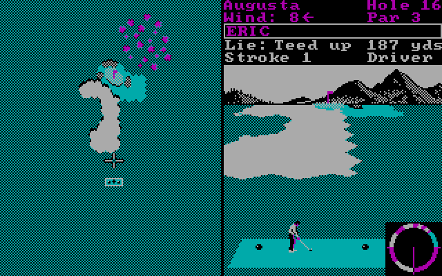 World Tour Golf IBM PC/Compatibles Screenshot: A short par 3.
