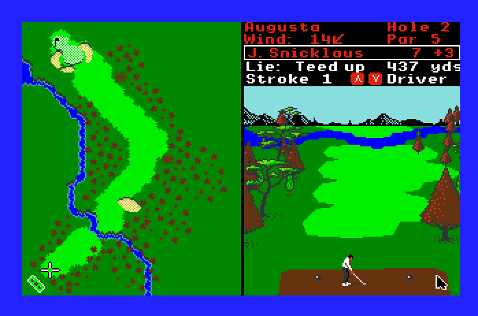 World Tour Golf Apple IIgs Screenshot: Don't land in the water!