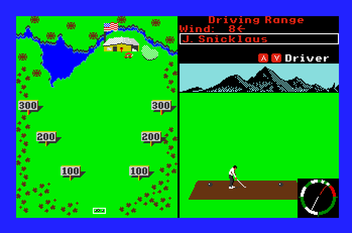 World Tour Golf Apple IIgs Screenshot: Practice at the driving range.