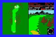World Tour Golf for Apple IIgs - Stuck behind some trees.