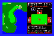 World Tour Golf for Apple IIgs - You can place numerous objects in your course including some odd ones like this dinosaur.