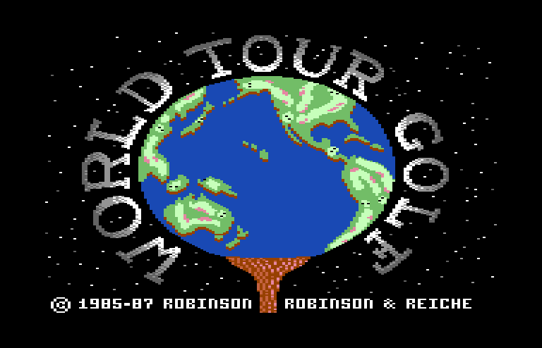 World Tour Golf Commodore 64 Screenshot: Title screen.