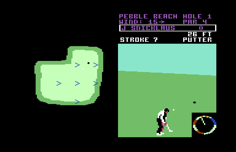 World Tour Golf Commodore 64 Screenshot: Putting...