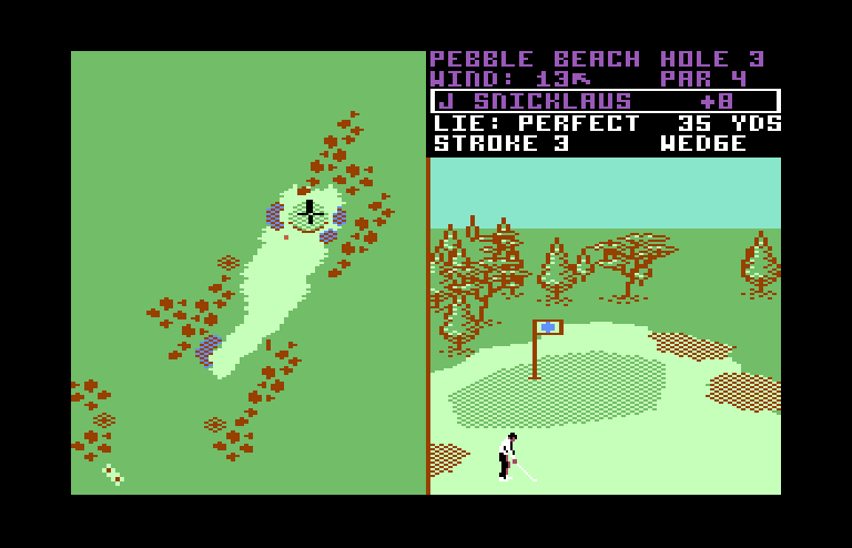 World Tour Golf Commodore 64 Screenshot: Chipping...