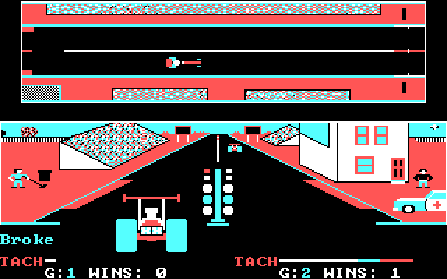 Drag Race Eliminator IBM PC/Compatibles Screenshot: Oops, I blew out the transmission...