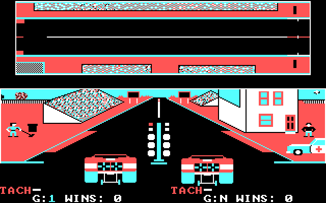 Drag Race Eliminator IBM PC/Compatibles Screenshot: Funny car racing.