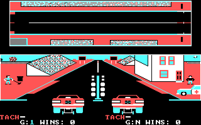 Drag Race Eliminator IBM PC/Compatibles Screenshot: Starting another race...
