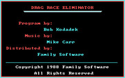 Drag Race Eliminator for IBM PC/Compatibles - Credits screen.