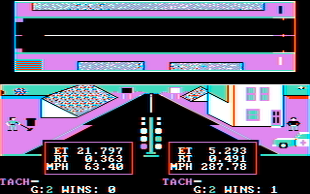 Drag Race Eliminator IBM PC/Compatibles Screenshot: The computer easily won that race.