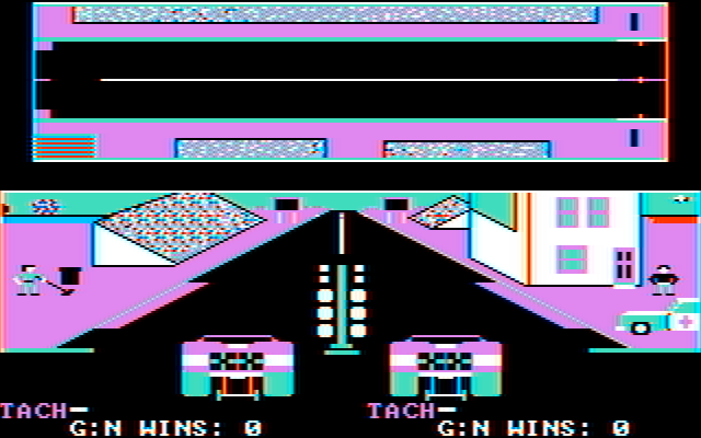 Drag Race Eliminator IBM PC/Compatibles Screenshot: Funny car racing.