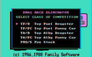 Drag Race Eliminator for IBM PC/Compatibles - Select a class of competition.