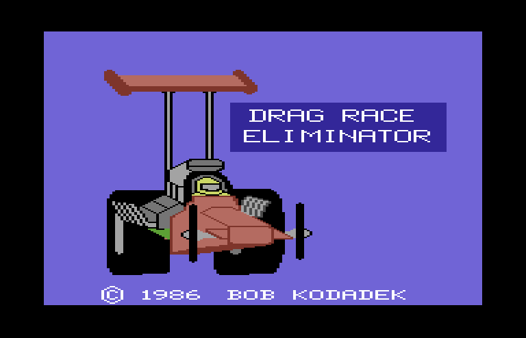 Drag Race Eliminator Commodore 64 Screenshot: Title screen.