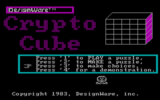 Crypto Cube IBM PC/Compatibles Screenshot: Title screen.