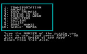 Crypto Cube for IBM PC/Compatibles - Here's the categories...