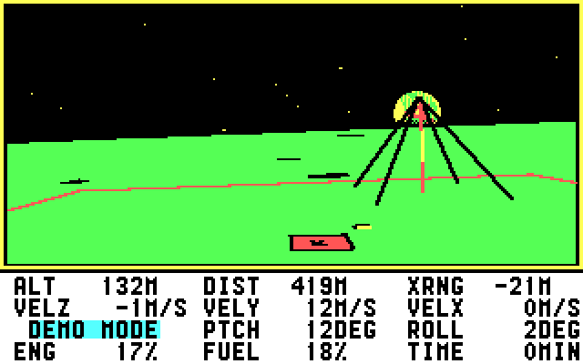 Lunar Explorer: A Space Flight Simulator IBM PC/Compatibles Screenshot: The game includes a demo mode.