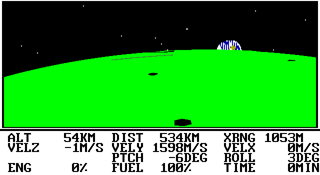 Lunar Explorer: A Space Flight Simulator IBM PC/Compatibles Screenshot: Planetary approach.
