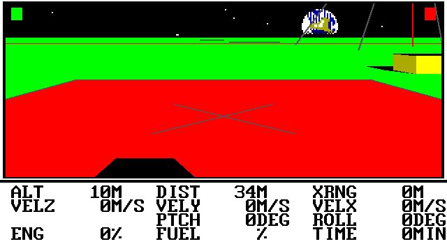 Lunar Explorer: A Space Flight Simulator IBM PC/Compatibles Screenshot: Beginning a game from the ground.