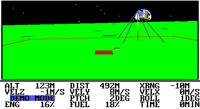 Lunar Explorer: A Space Flight Simulator IBM PC/Compatibles Screenshot: Demo mode.