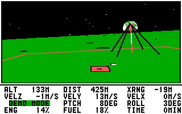 Lunar Explorer: A Space Flight Simulator IBM PC/Compatibles Screenshot: Game demo.