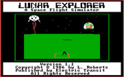 Lunar Explorer: A Space Flight Simulator for IBM PC/Compatibles - Title screen.