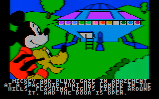 Mickey's Space Adventure IBM PC/Compatibles Screenshot: It's a spaceship!