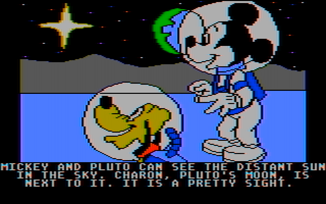 Mickey's Space Adventure IBM PC/Compatibles Screenshot: The sun is very distant here...