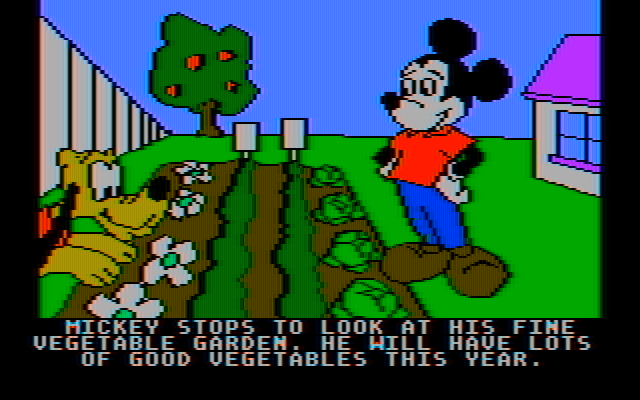 Mickey's Space Adventure IBM PC/Compatibles Screenshot: A fine vegetable garden!