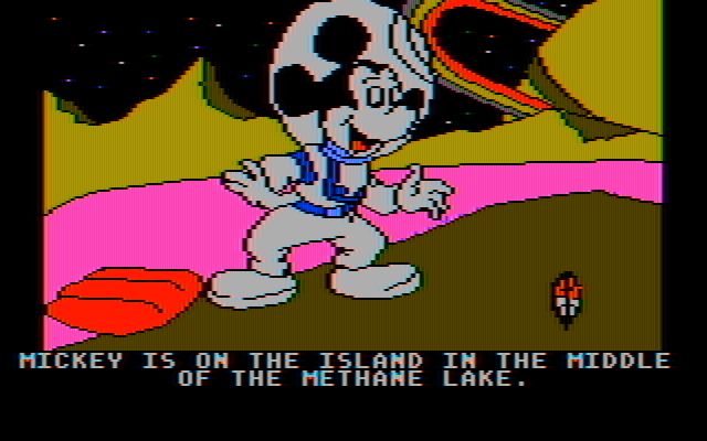 Mickey's Space Adventure IBM PC/Compatibles Screenshot: Located a crystal on an island!