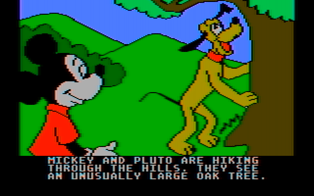 Mickey's Space Adventure IBM PC/Compatibles Screenshot: Is there anything in this tree?
