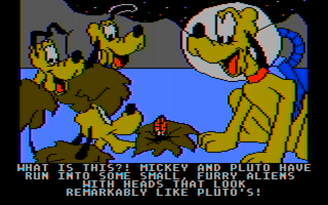 Mickey's Space Adventure IBM PC/Compatibles Screenshot: Found some Pluto-like aliens on Pluto!