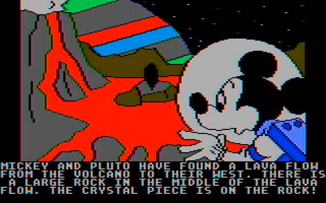 Mickey's Space Adventure IBM PC/Compatibles Screenshot: A crystal surrounded by lava!
