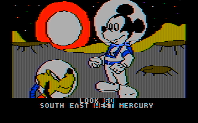 Mickey's Space Adventure IBM PC/Compatibles Screenshot: Mercury has quite a few craters...