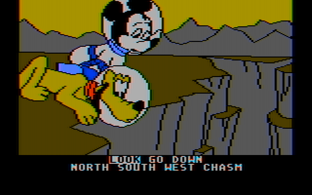 Mickey's Space Adventure IBM PC/Compatibles Screenshot: Hmm, I wonder if anything is down there...