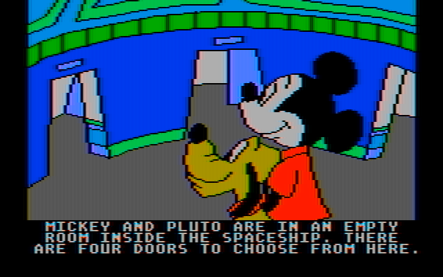 Mickey's Space Adventure IBM PC/Compatibles Screenshot: You can go to different rooms from here.