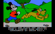 Mickey's Space Adventure for IBM PC/Compatibles - The game begins with Mickey and Pluto taking a walk.