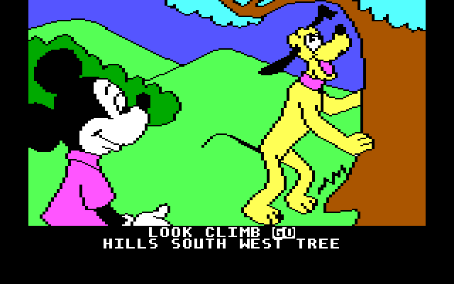 Mickey's Space Adventure IBM PC/Compatibles Screenshot: Is anything up in this tree?