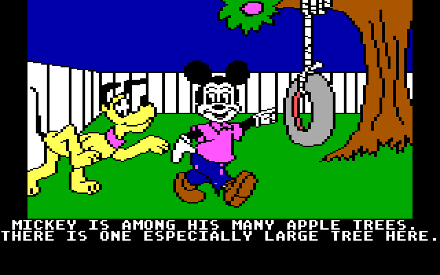Mickey's Space Adventure IBM PC/Compatibles Screenshot: Exploring the back yard.