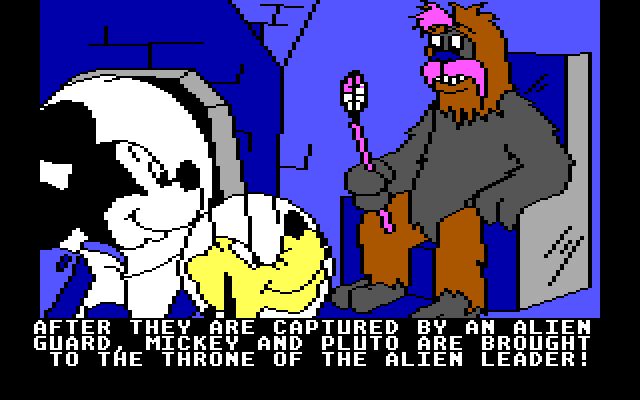 Mickey's Space Adventure IBM PC/Compatibles Screenshot: This alien has a crystal!