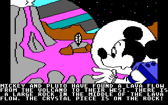 Mickey's Space Adventure IBM PC/Compatibles Screenshot: Found a crystal! But how can I reach it?