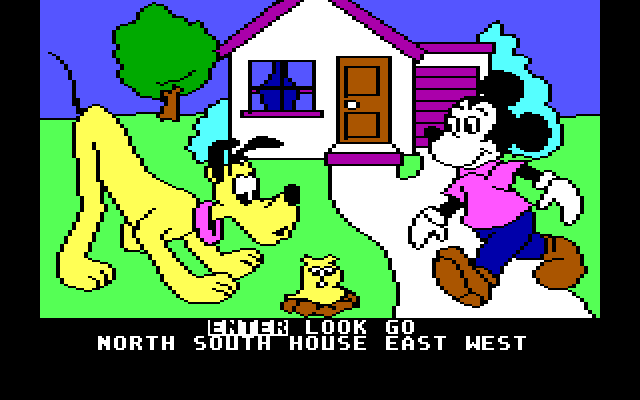 Mickey's Space Adventure IBM PC/Compatibles Screenshot: The front of Mickey's house.