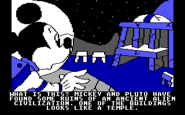 Mickey's Space Adventure IBM PC/Compatibles Screenshot: What have I found here?